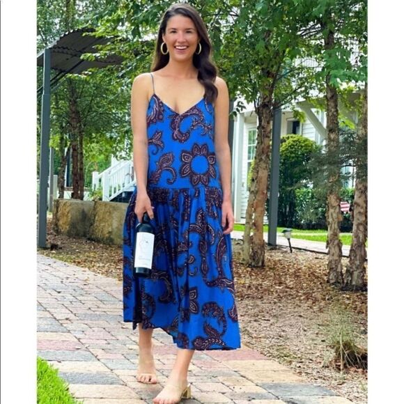 Anthropologie x ATSU Flounced Paisley Midi Dress Size XS - Picture 1 of 10